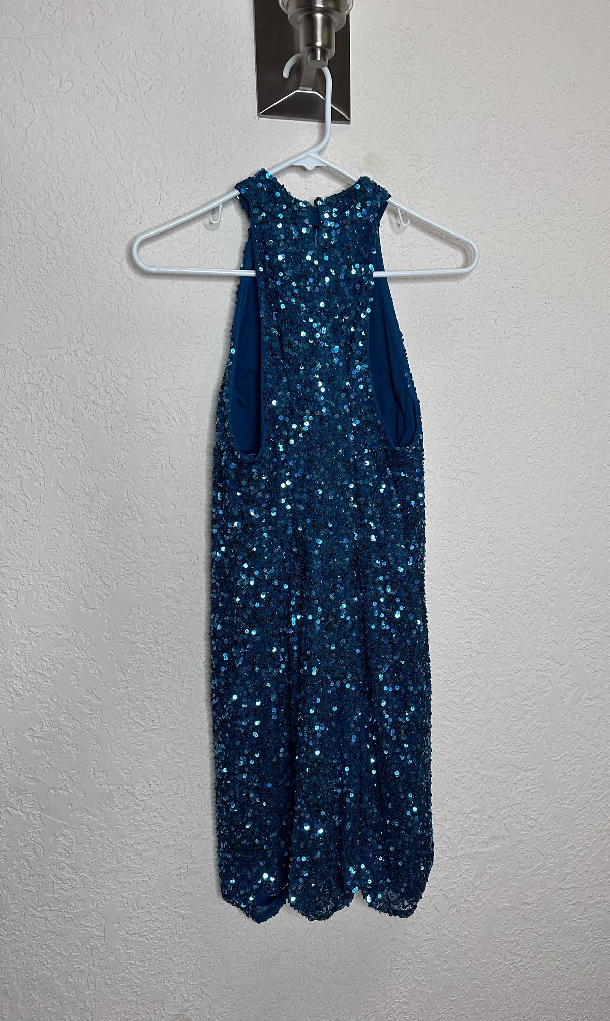 Ashley Lauren Size 8 Homecoming High Neck Blue Cocktail Dress on Queenly