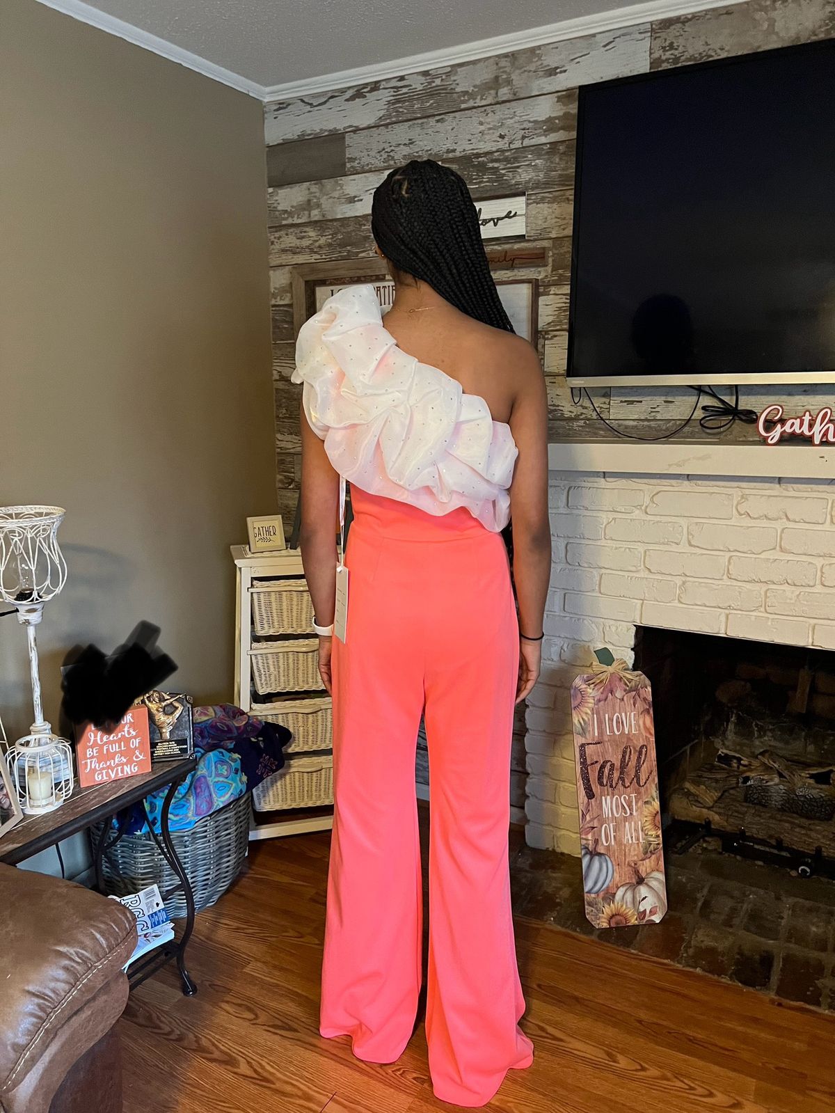 Rachel Allan Size 6 Prom One Shoulder Orange Formal Jumpsuit on Queenly