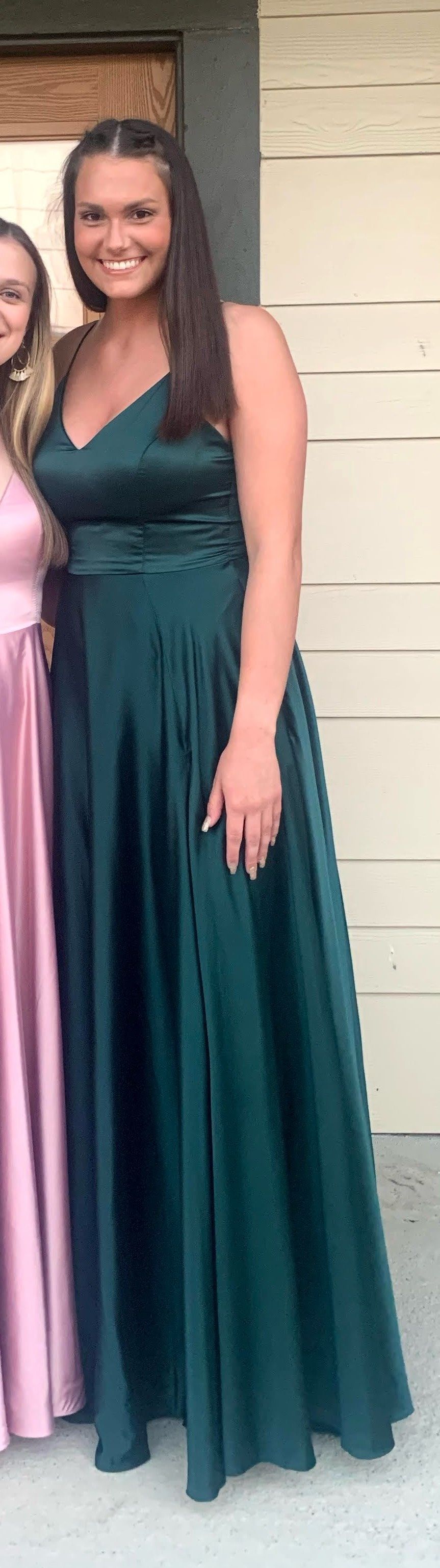 Style WY50Q049 Windsor Size 10 Prom Plunge Green A-line Dress on Queenly