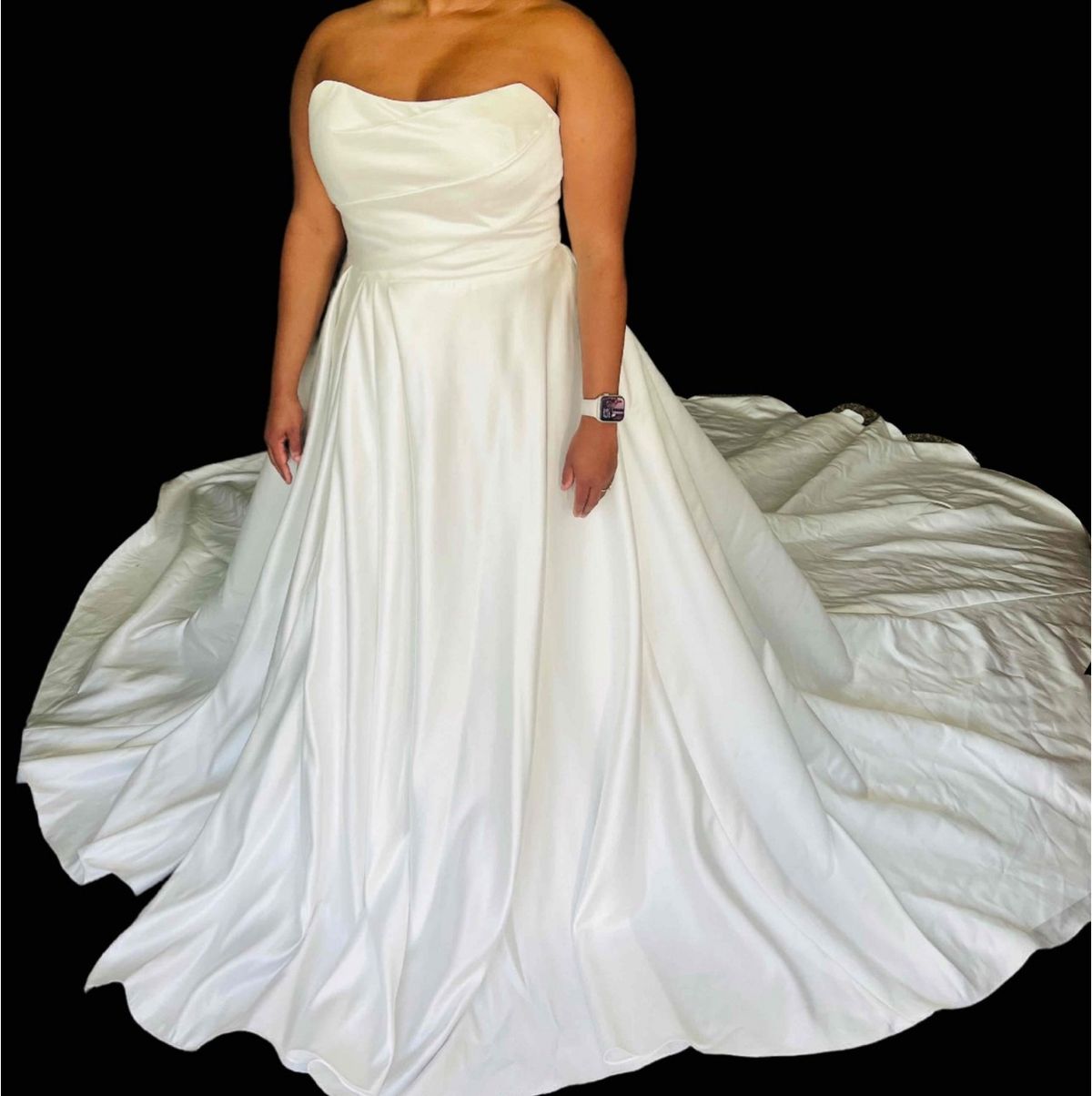 Brilliant Bridal Size 14 Wedding Strapless White A-line Dress on Queenly
