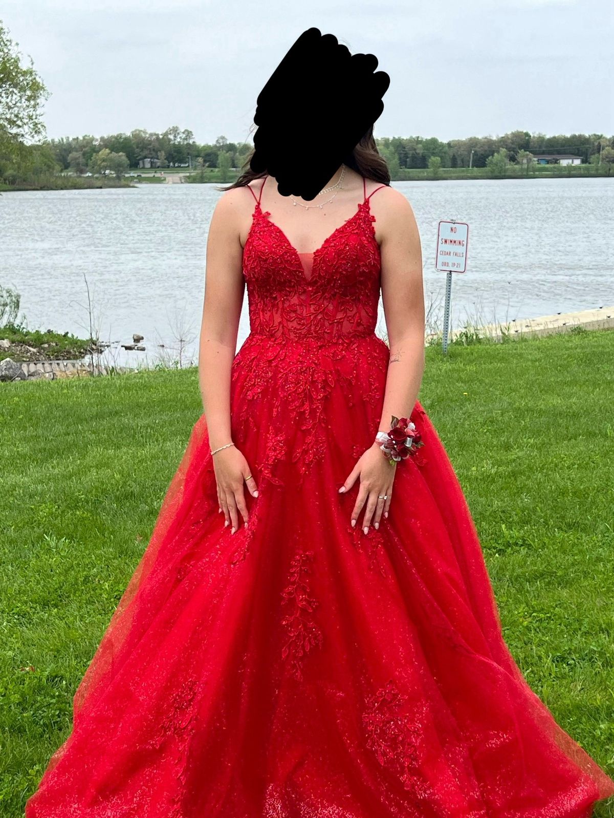 Style 88536 Amarra Size 4 Prom Plunge Red Ball Gown on Queenly