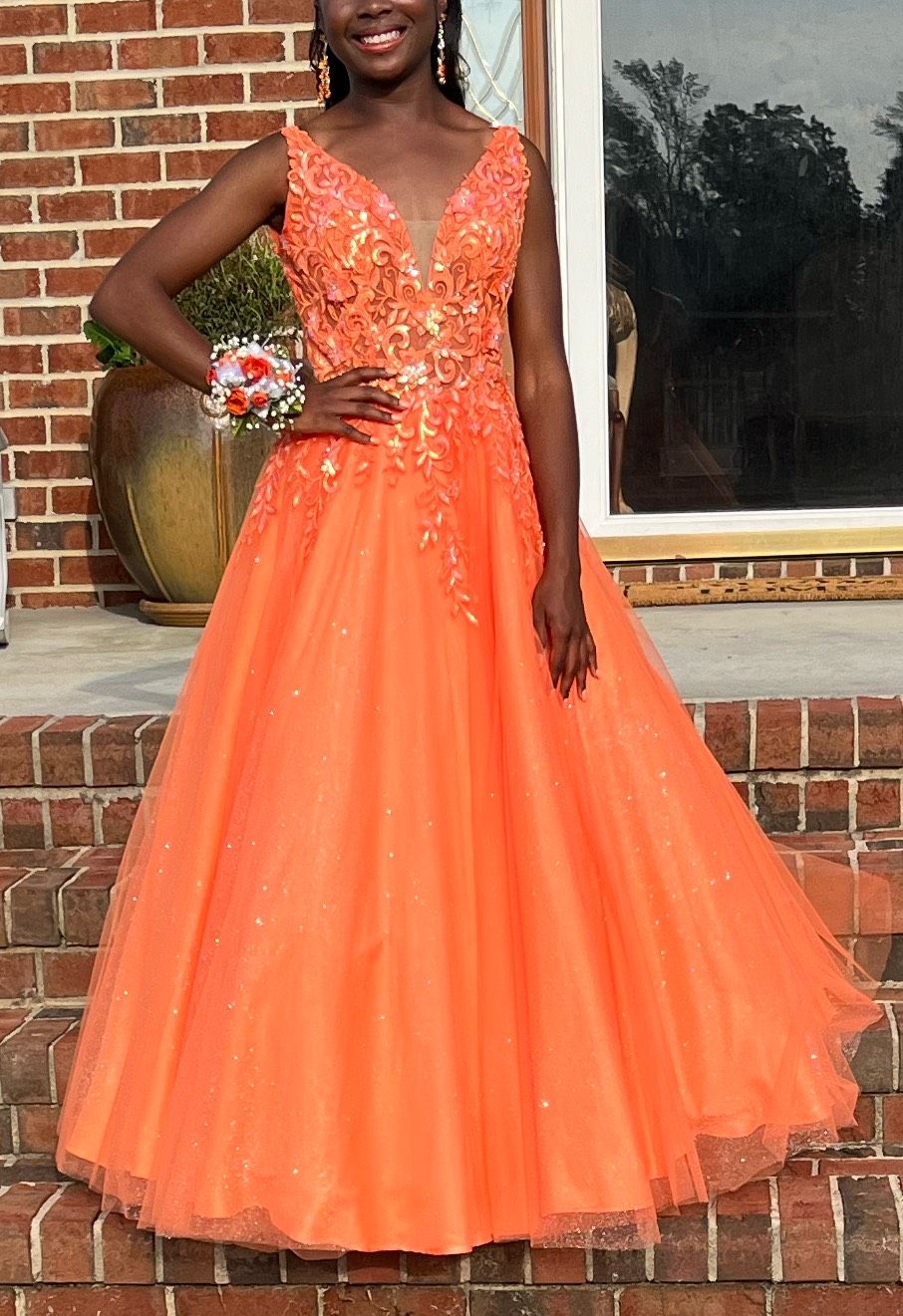 Jovani Size 2 Prom Orange Ball Gown on Queenly