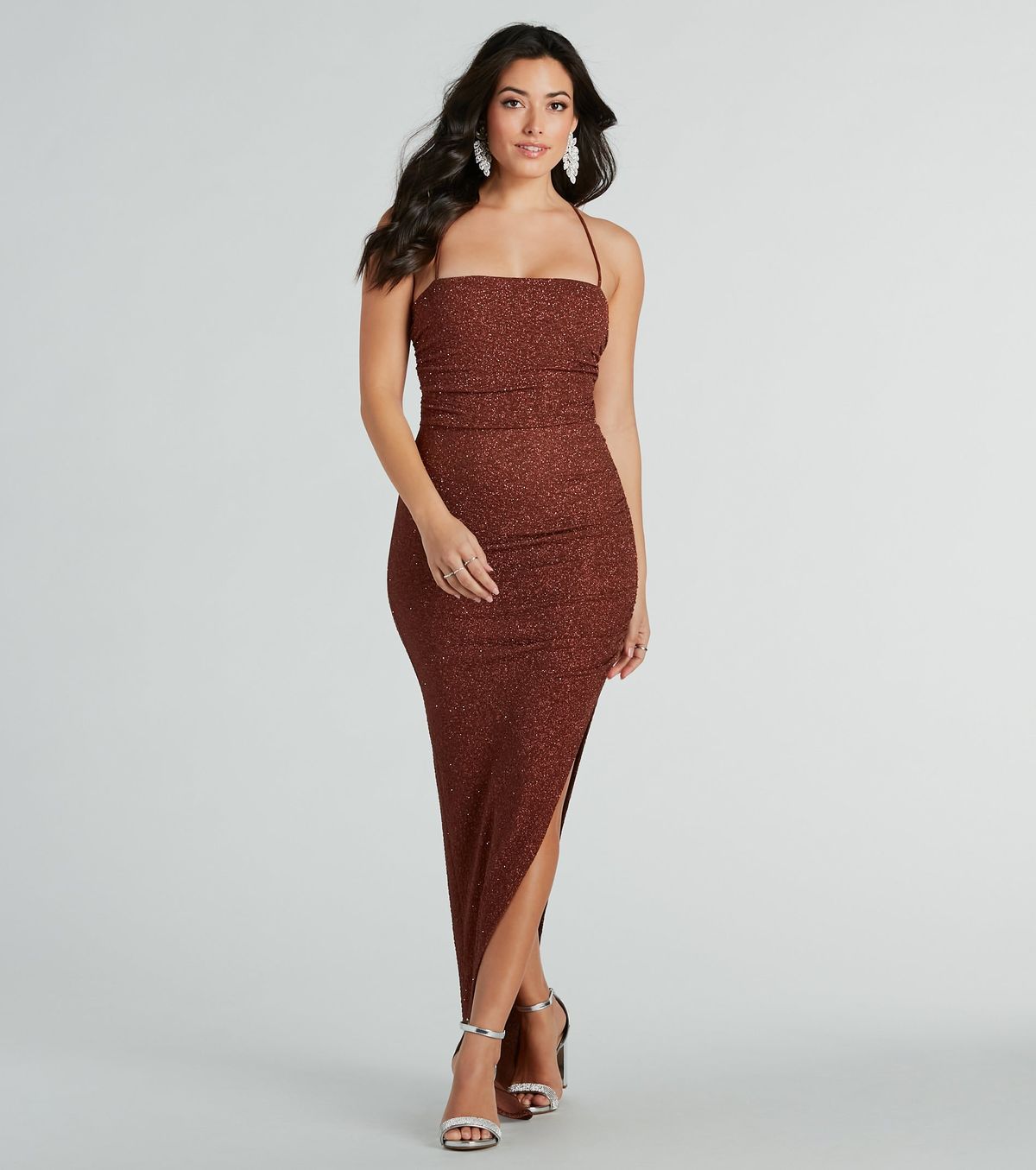 Style 05002-7928 Windsor Size XS Bridesmaid Brown Side Slit Dress on Queenly