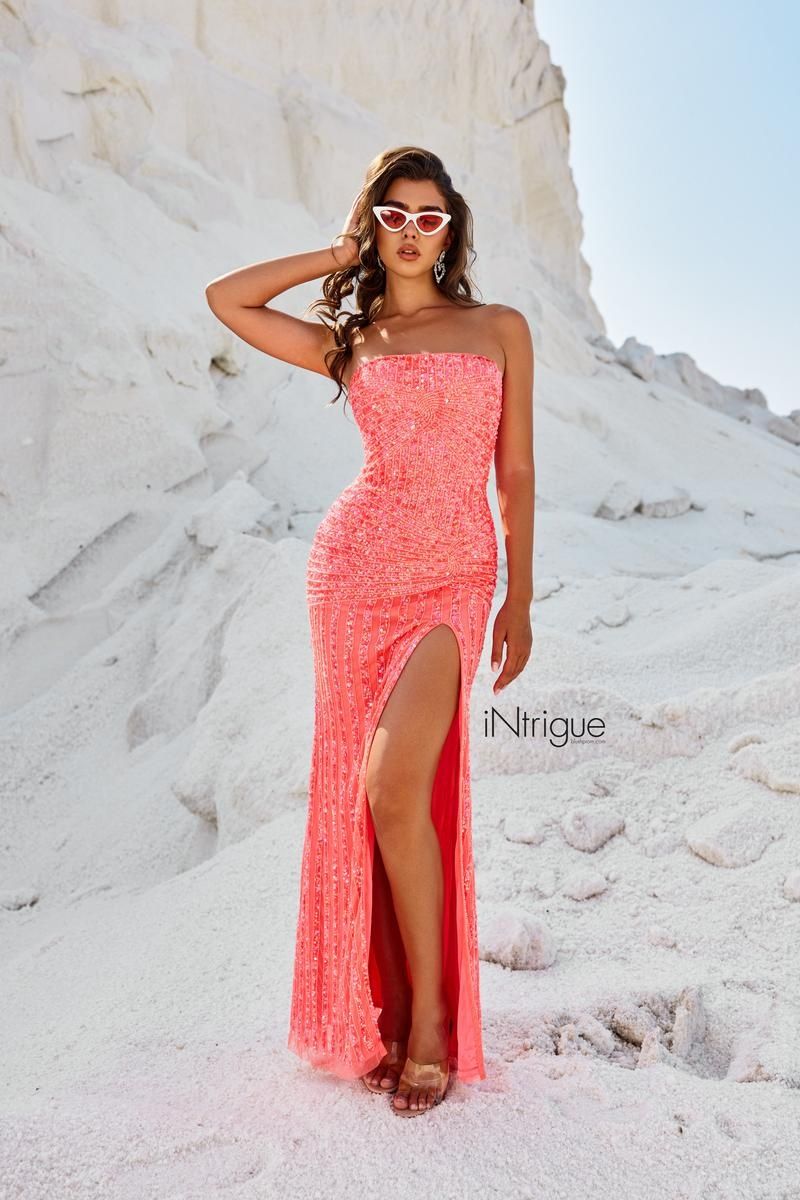 Style 91031 Blush Prom Size 2 Prom Orange Side Slit Dress on Queenly