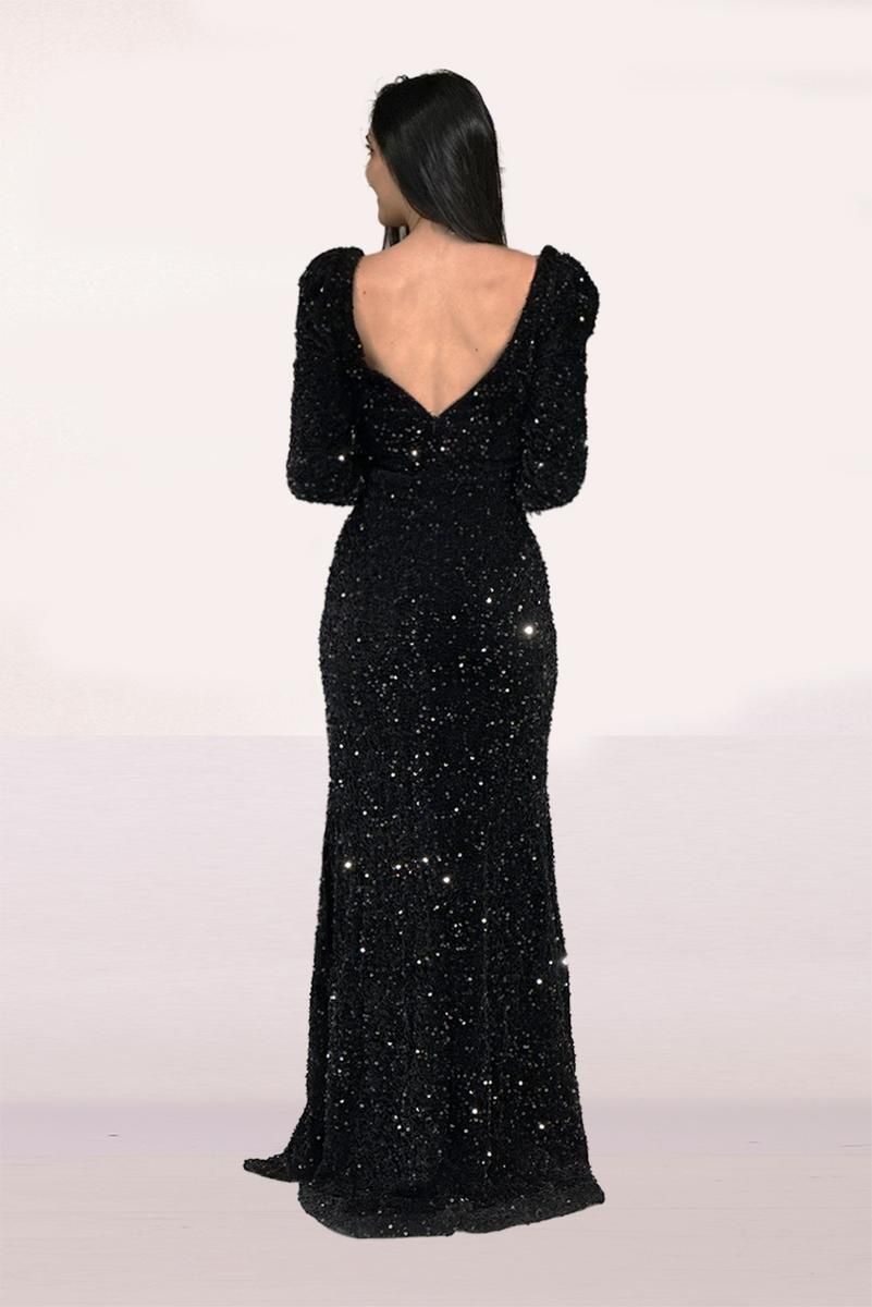 Style 90227 Abby Paris Size 10 Prom Black Side Slit Dress on Queenly