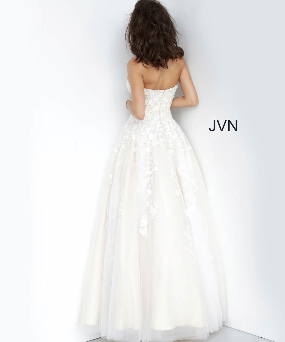 Style JVN1831 Jovani Size 0 Prom Strapless White Ball Gown on Queenly