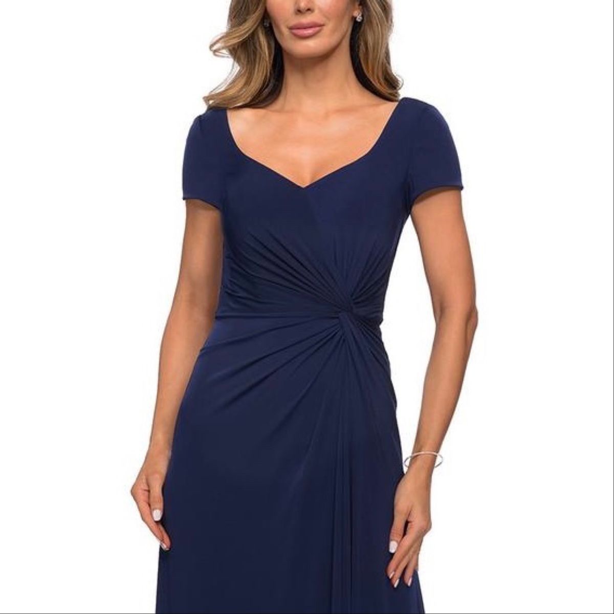 Style 27872 La Femme Size 8 Navy Blue Floor Length Maxi on Queenly