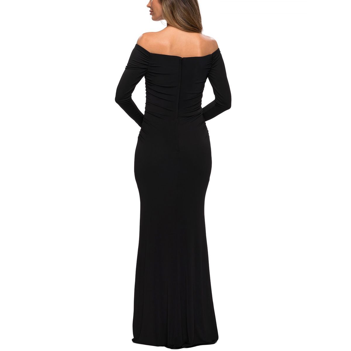Style 28054 La Femme Size 4 Long Sleeve Black Floor Length Maxi on Queenly
