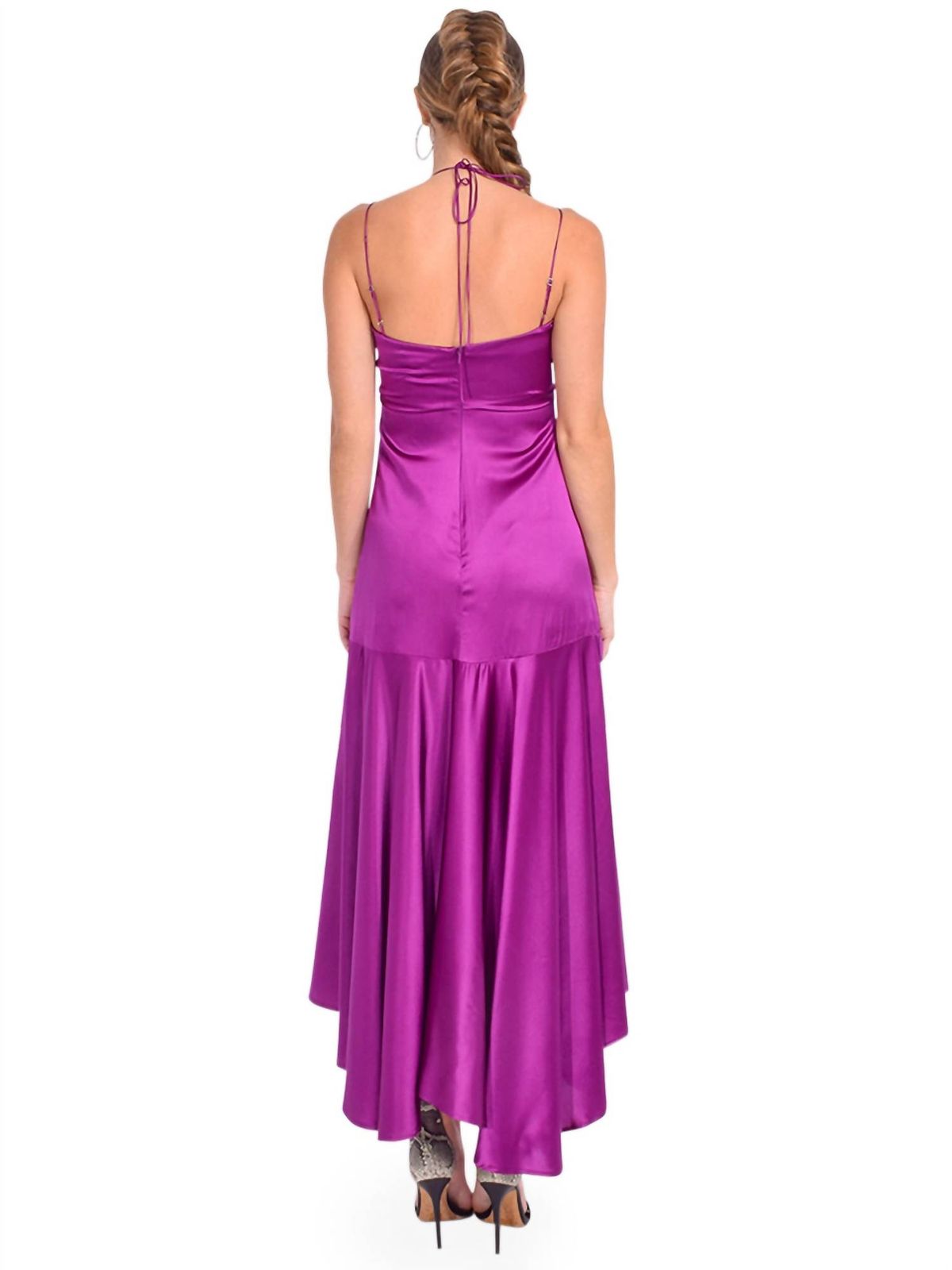 Style 1-1247145033-3855 DELFI COLLECTIVE Size XS Halter Satin Purple Cocktail Dress on Queenly
