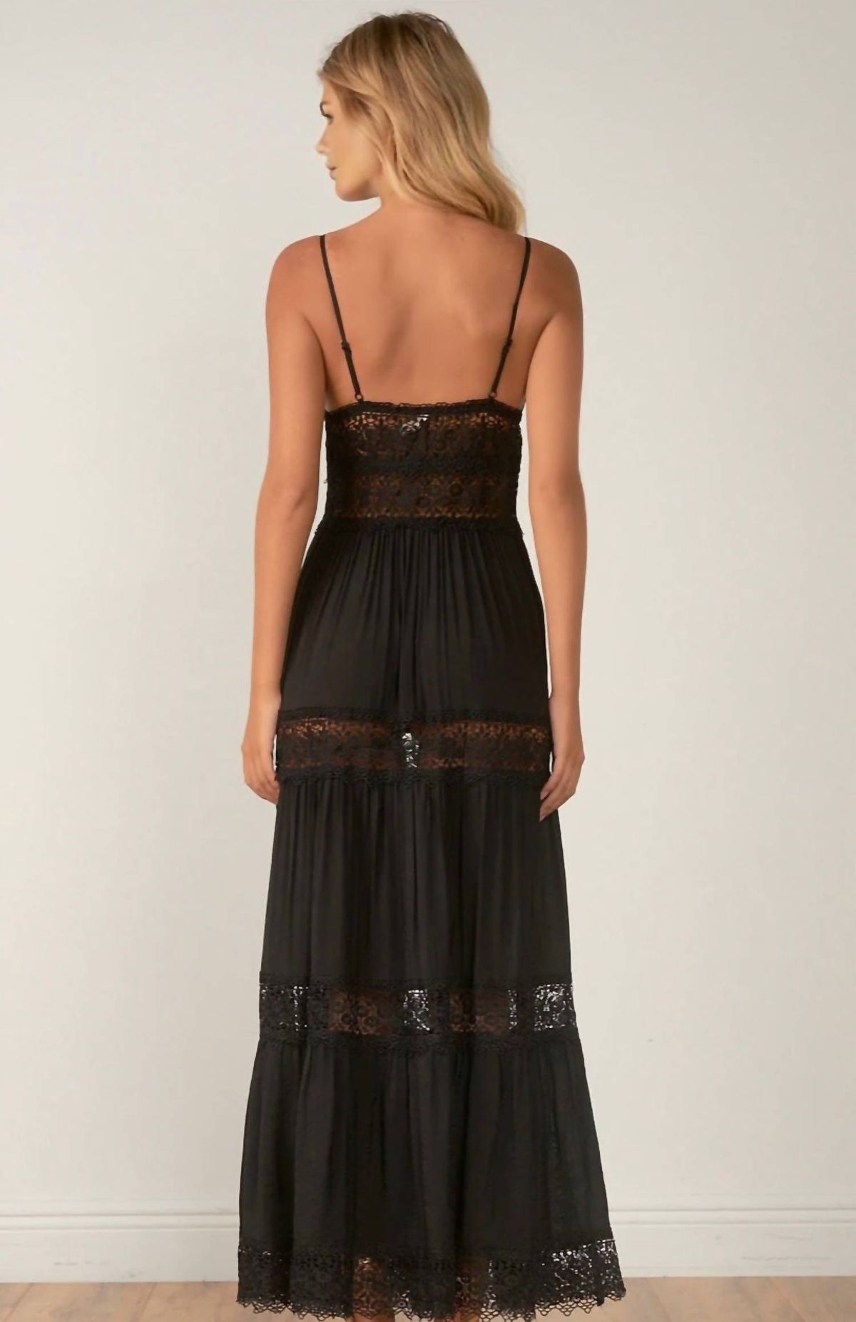 Style 1-2531795041-3014 ELAN Size M Plunge Sheer Black Floor Length Maxi on Queenly
