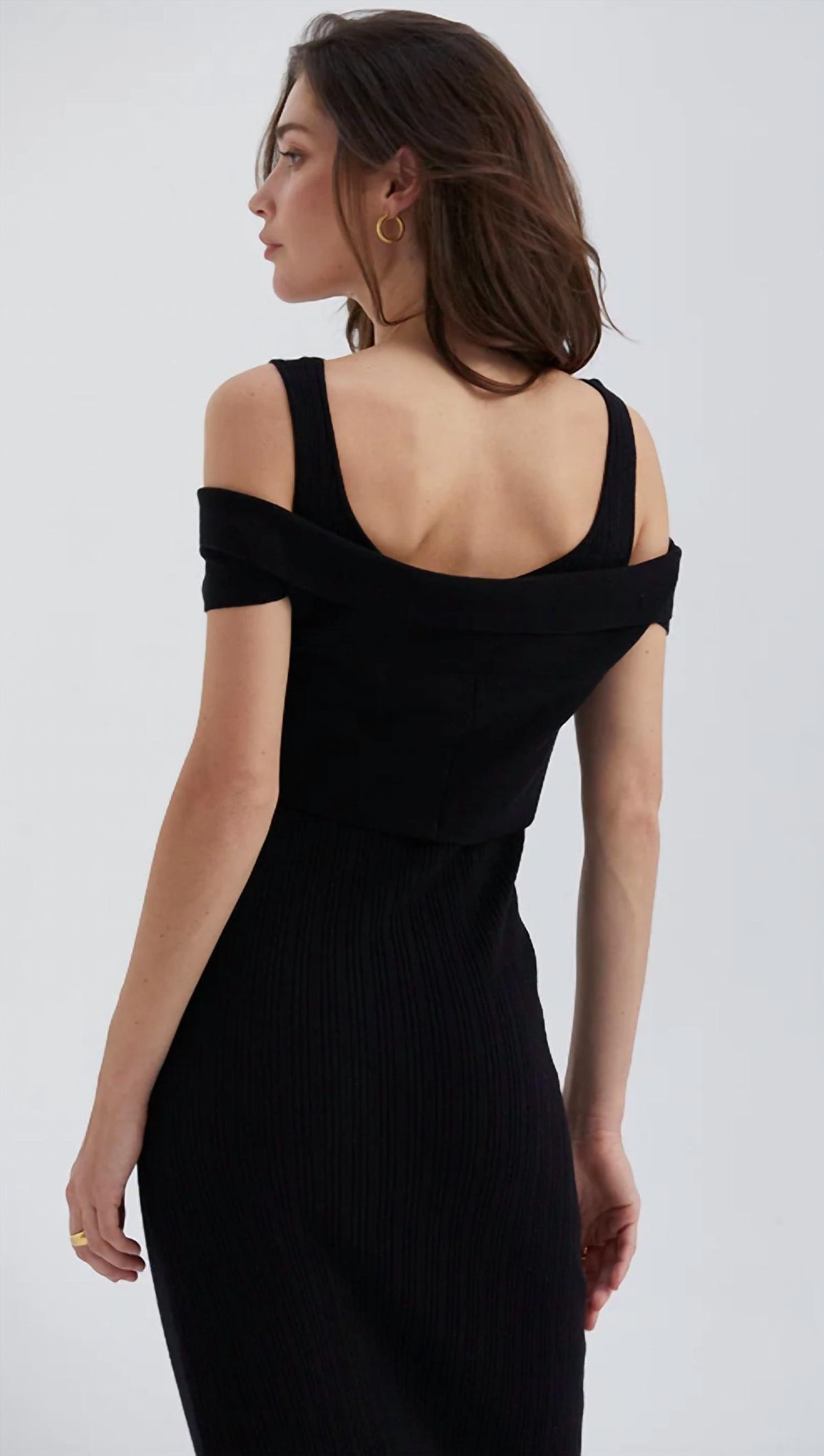 Style 1-2880741000-2901 CRESCENT Size M Off The Shoulder Black Side Slit Dress on Queenly