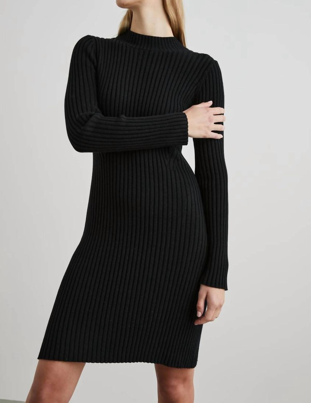 Style 1-2925343639-2901 Rails Size M Long Sleeve Satin Black Cocktail Dress on Queenly