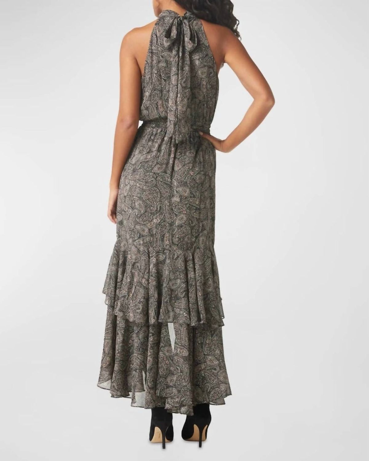 Style 1-3746310076-3236 Misa Los Angeles Size S High Neck Gray Side Slit Dress on Queenly