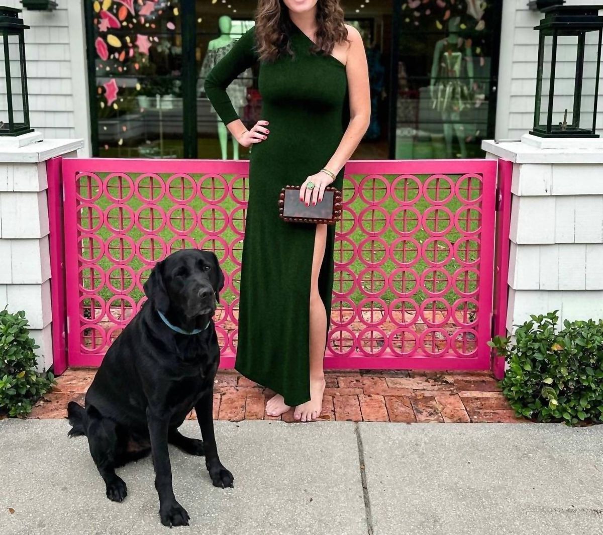 Style 1-105792996-3236 Any Old Iron Size S One Shoulder Emerald Green Side Slit Dress on Queenly