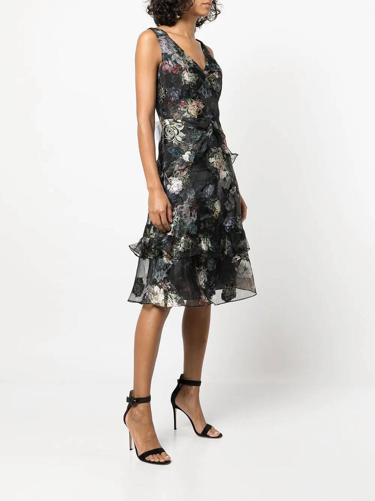 Style 1-1245742901-649 Marchesa Size 2 Floral Black Cocktail Dress on Queenly