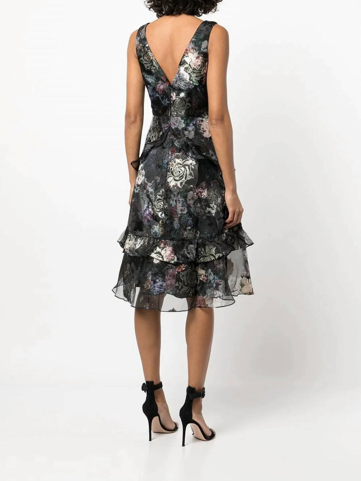 Style 1-1245742901-649 Marchesa Size 2 Floral Black Cocktail Dress on Queenly