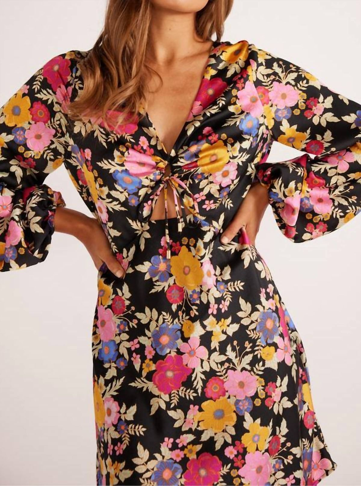 Style 1-1320641082-3236 MINKPINK Size S Floral Black Cocktail Dress on Queenly