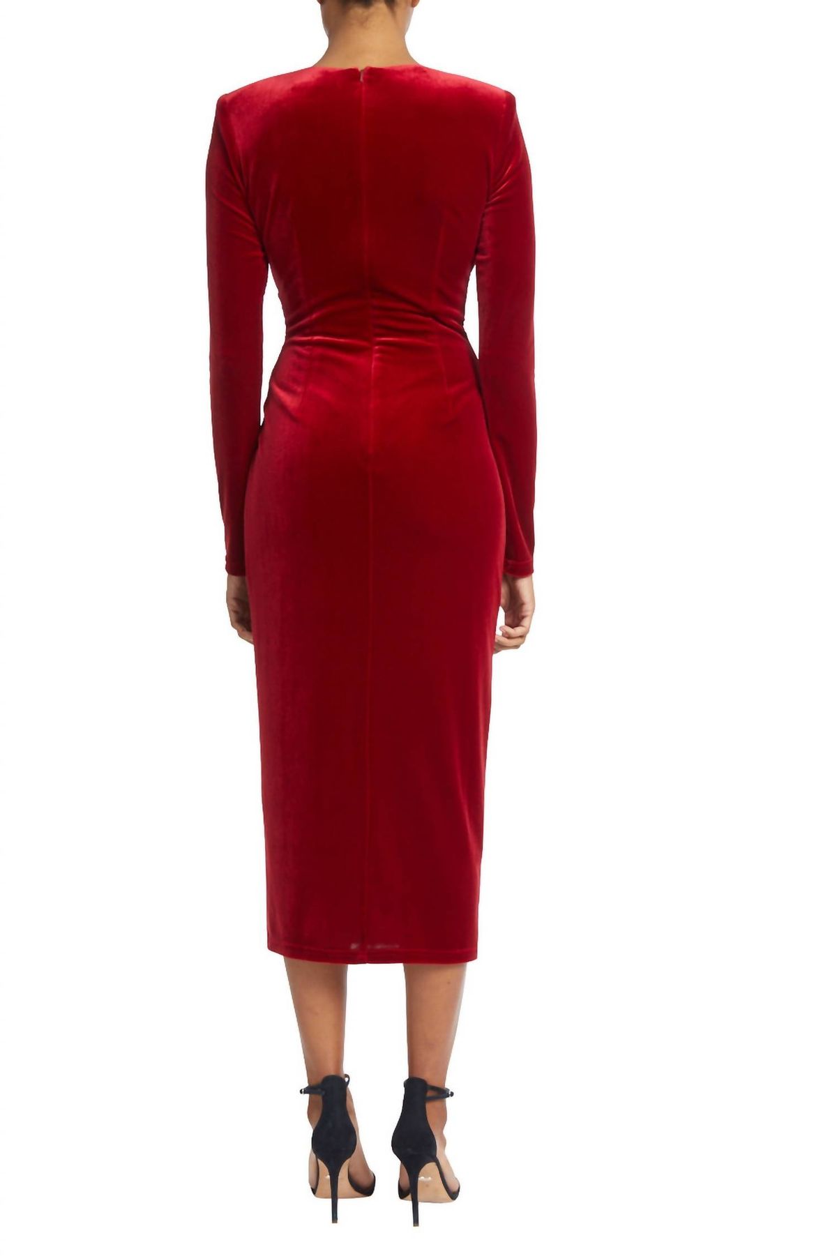 Style 1-1404817573-1498 BADGLEY MISCHKA Size 4 Long Sleeve Velvet Red Cocktail Dress on Queenly