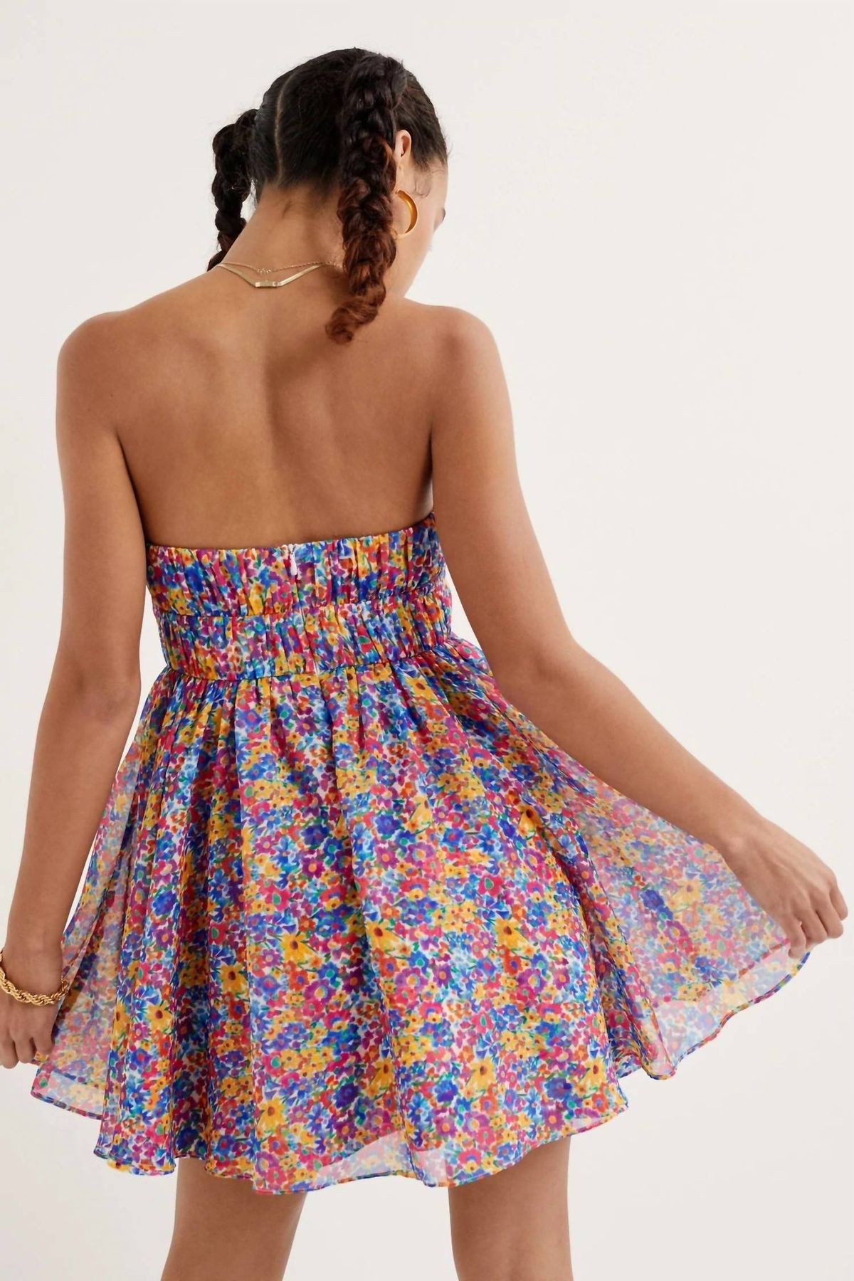 Style 1-1842850970-3855 for Love & Lemons Size XS Strapless Multicolor Cocktail Dress on Queenly