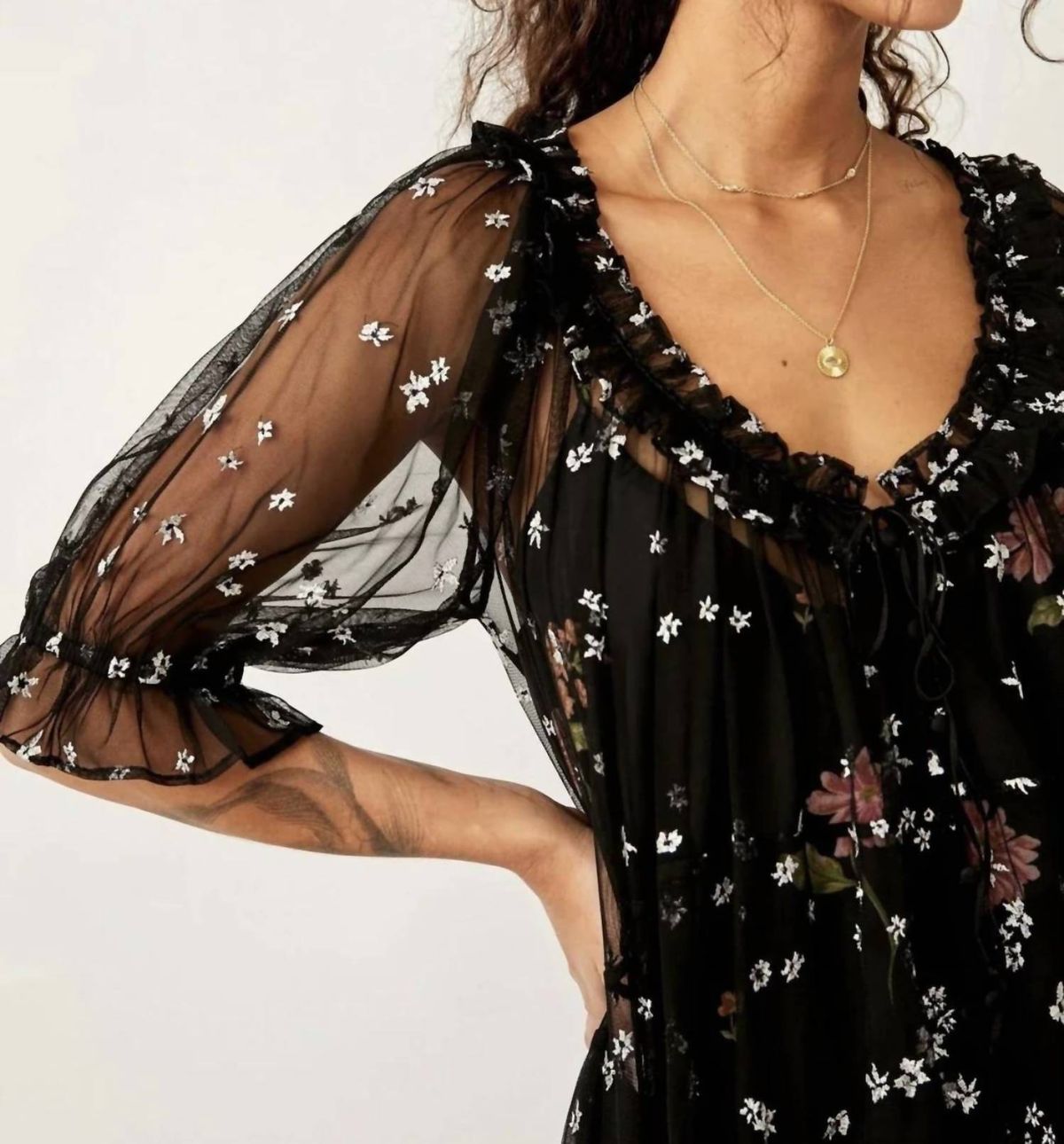 Style 1-1919471570-3236 Free People Size S Sheer Black Cocktail Dress on Queenly