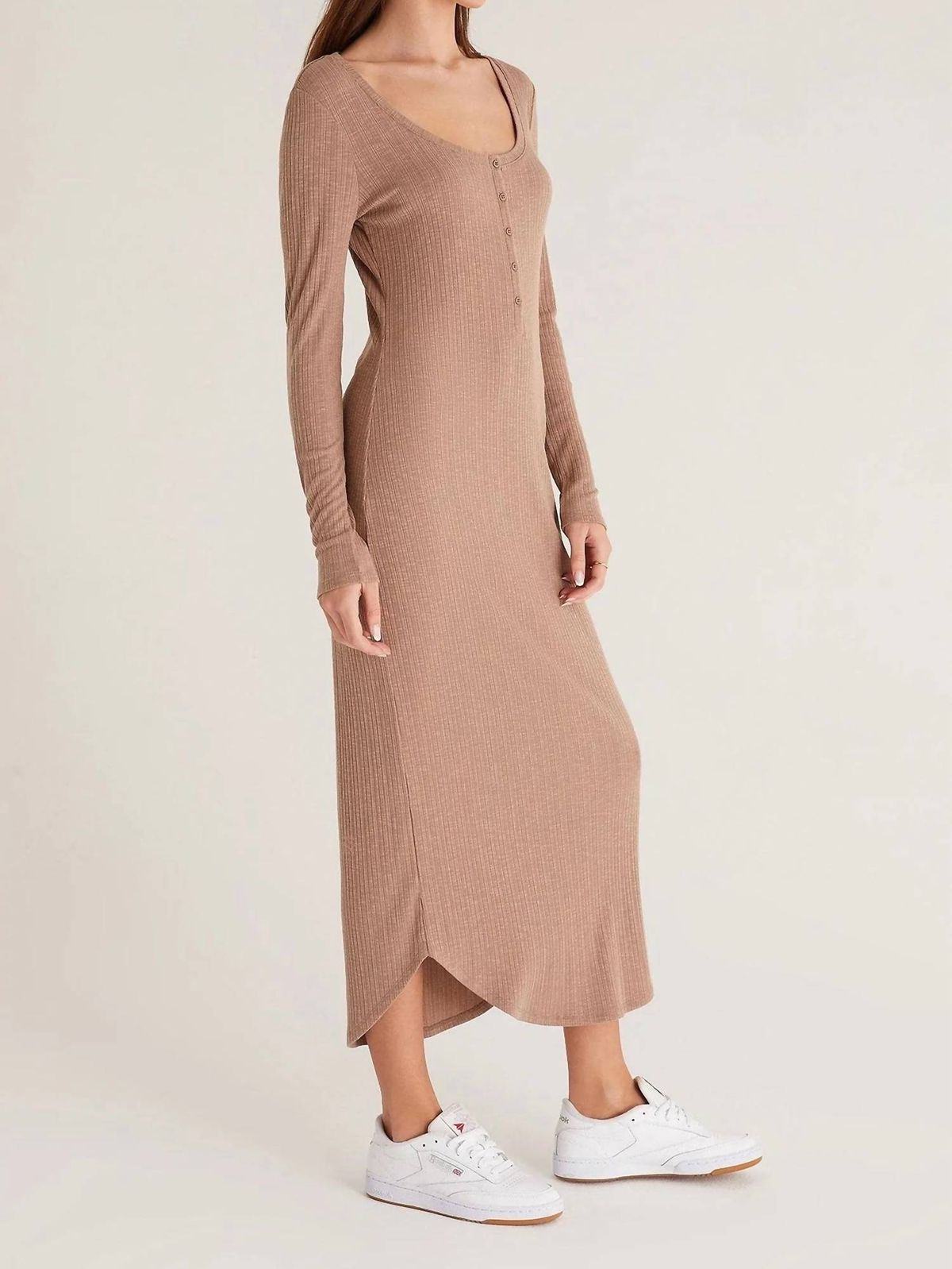 Style 1-2799531710-3236 Z Supply Size S Long Sleeve Brown Cocktail Dress on Queenly