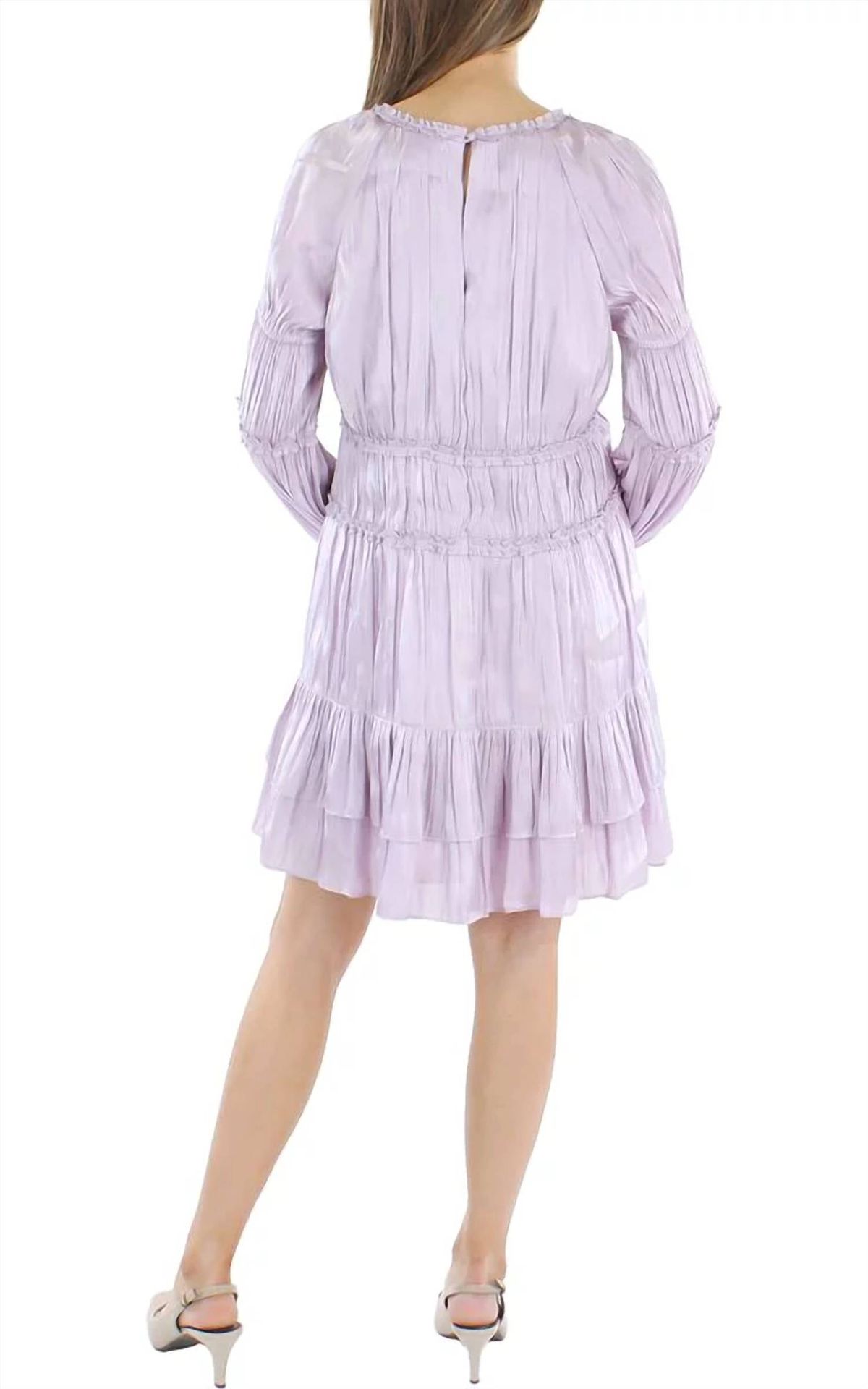 Style 1-3037348183-1901 cinq a sept Size 6 Long Sleeve Purple Cocktail Dress on Queenly