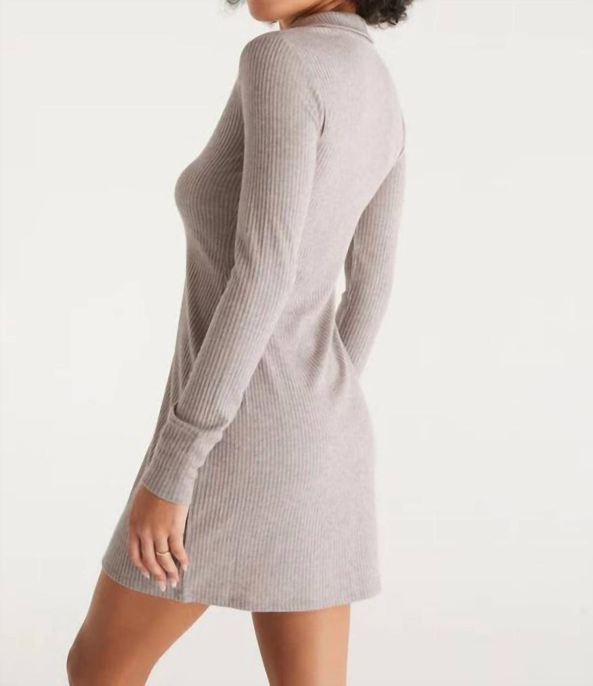 Style 1-3558269583-2901 Z Supply Size M Long Sleeve Gray Cocktail Dress on Queenly