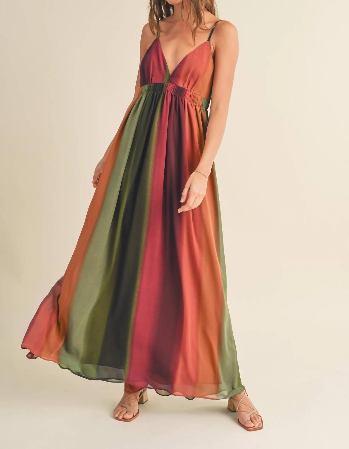 Style 1-411143682-3236 MIOU MUSE Size S Plunge Red Floor Length Maxi on Queenly