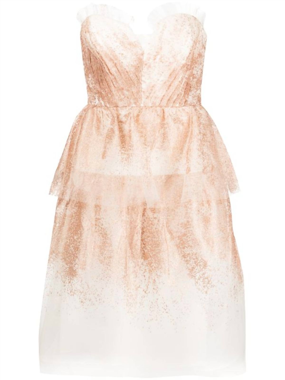 Style 1-429935627-5 Marchesa Size 0 Strapless Nude Cocktail Dress on Queenly