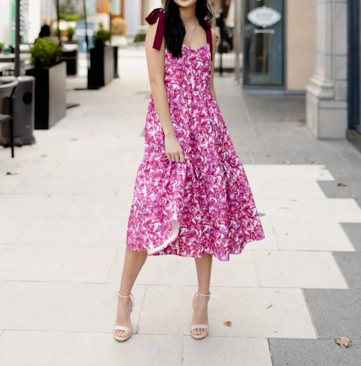 Style 1-60831307-2791 ABBEY GLASS Size L Floral Pink Cocktail Dress on Queenly