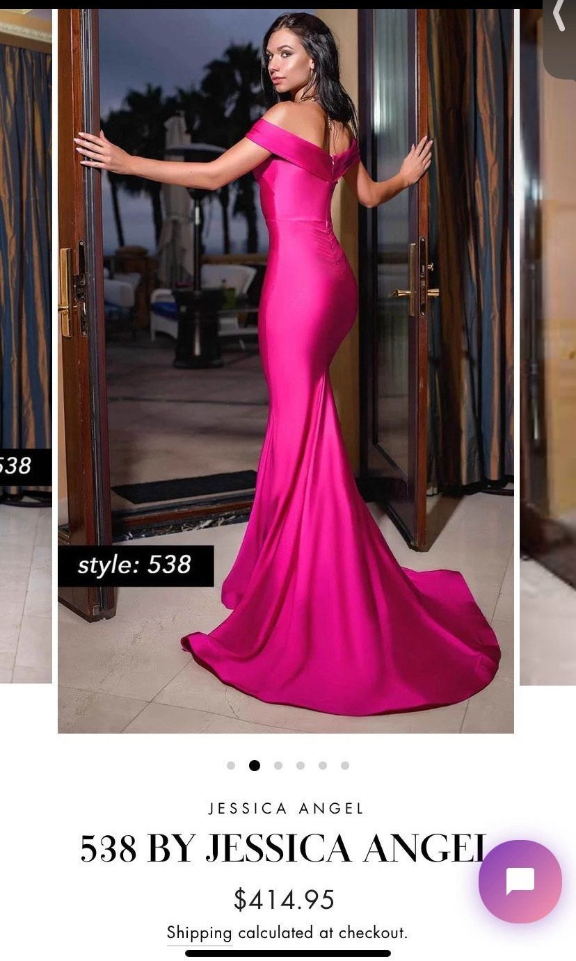 Jessica Angel Size 4 Prom Off The Shoulder Pink Dress With Train on Queenly