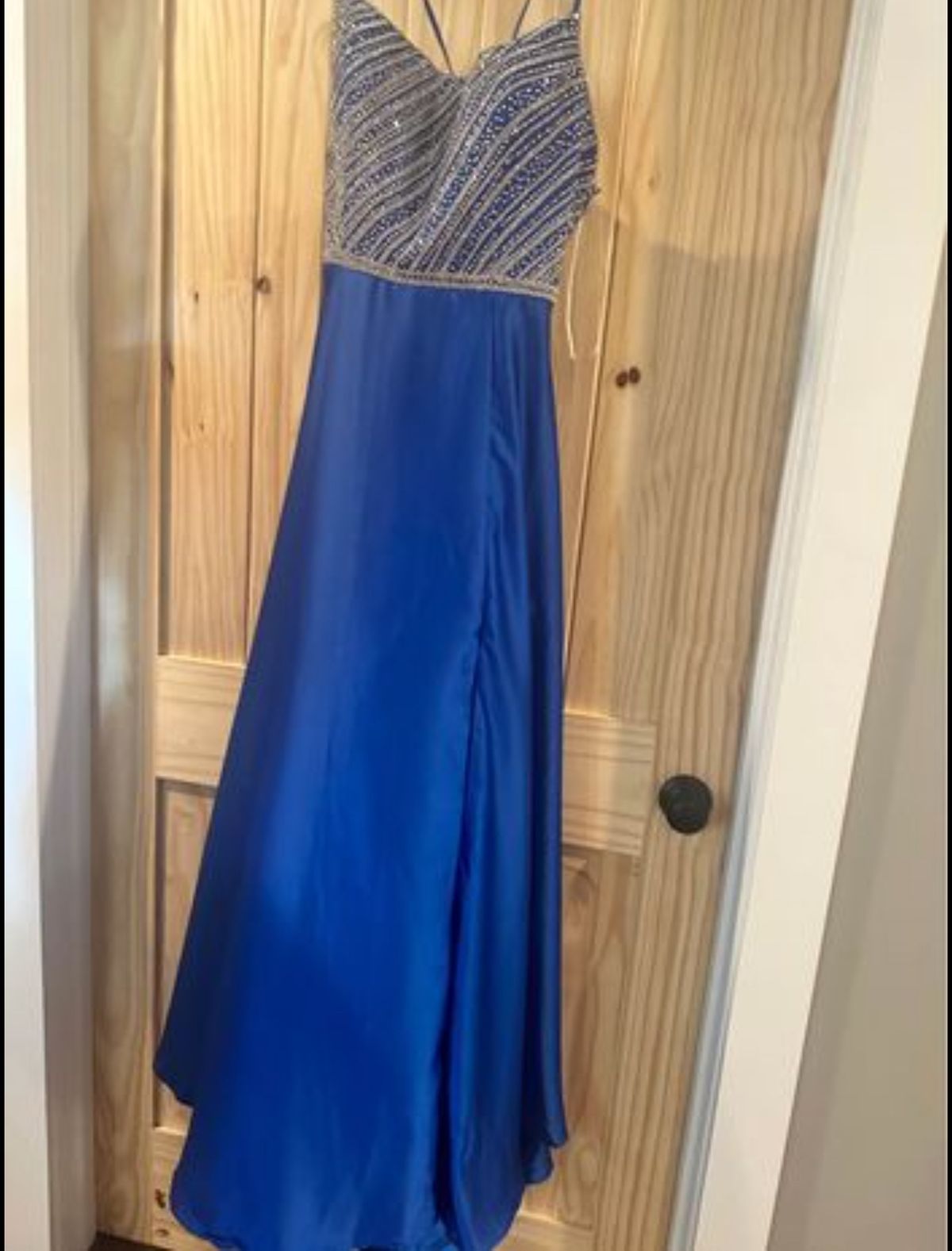Size 14 Prom Blue Side Slit Dress on Queenly