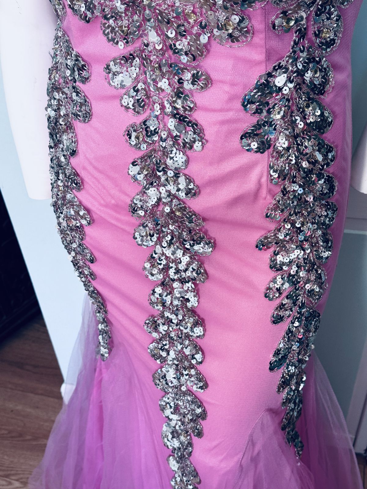 Style 6711 Party Time Formals Size 14 Prom Strapless Hot Pink Mermaid Dress on Queenly