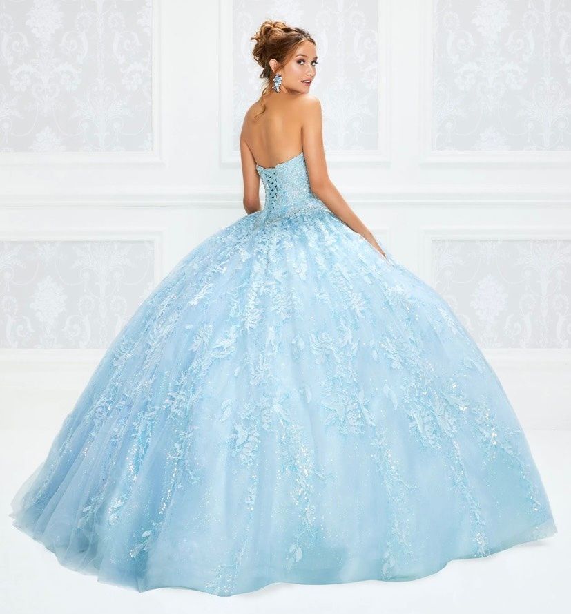Style PR12005 Ariana Vara Size 12 Strapless Blue Ball Gown on Queenly