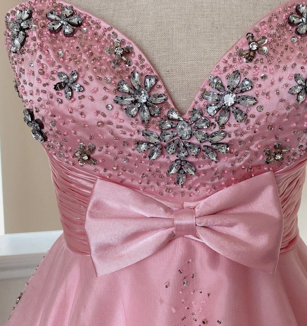Clarisse Size 10 Homecoming Strapless Pink Cocktail Dress on Queenly