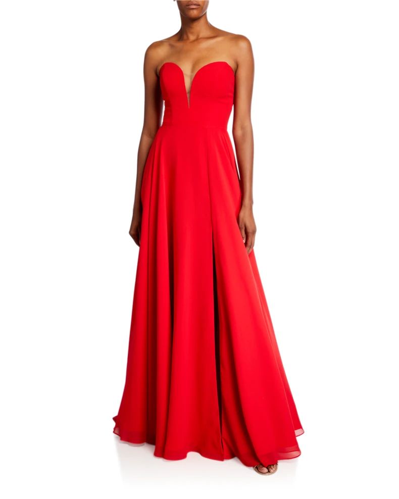 Style 10232 Faviana Size 10 Strapless Red A-line Dress on Queenly