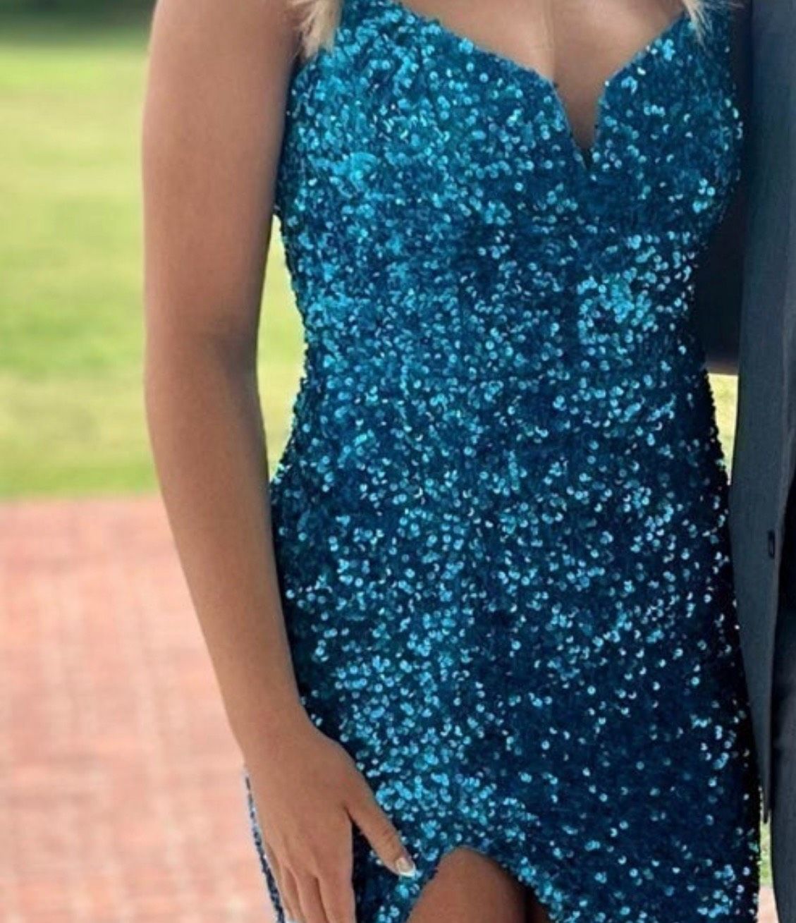Style PS23521 Portia and Scarlett Size 4 Prom Strapless Turquoise Blue Mermaid Dress on Queenly