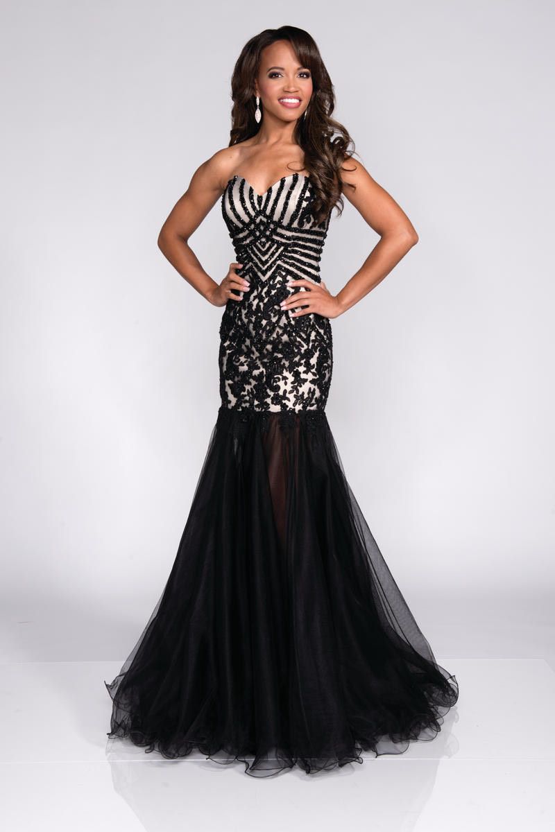 Style 15135 Envious Couture Size 0 Prom Strapless Sequined Black Mermaid Dress on Queenly