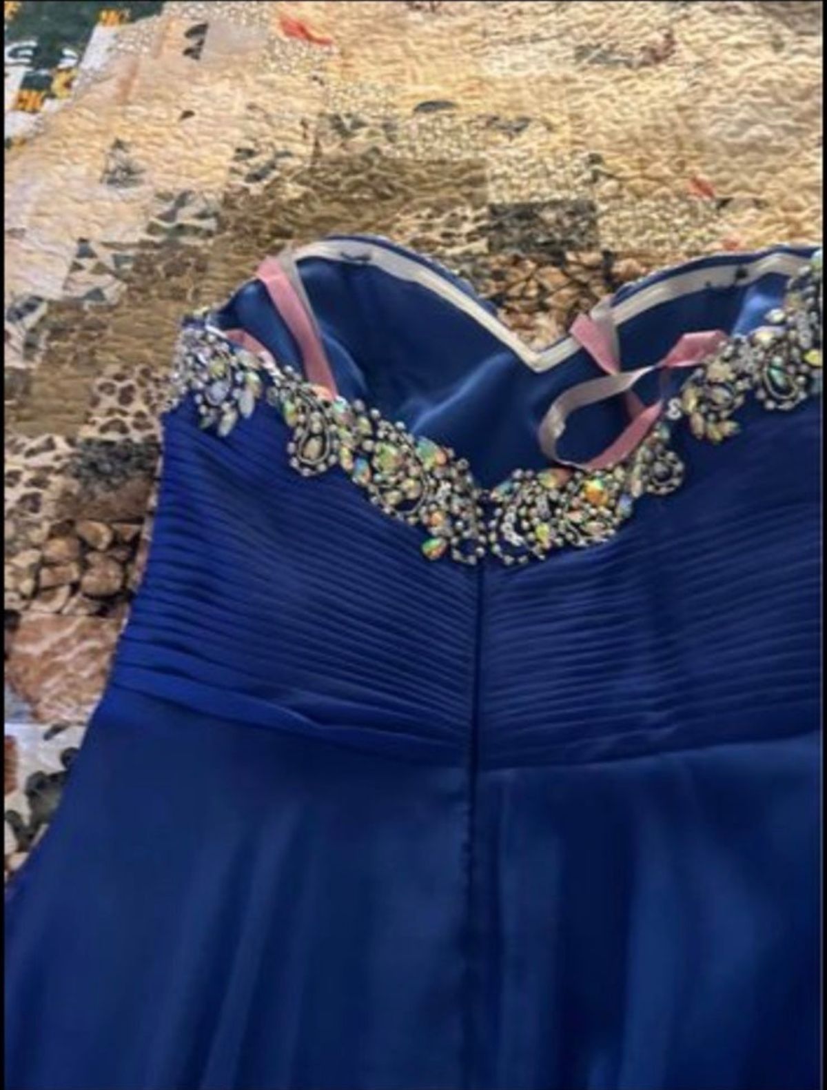 Blush Prom Size 6 Prom Strapless Sequined Royal Blue A-line Dress on Queenly
