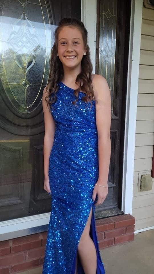 Size 00 Prom One Shoulder Blue Side Slit Dress on Queenly