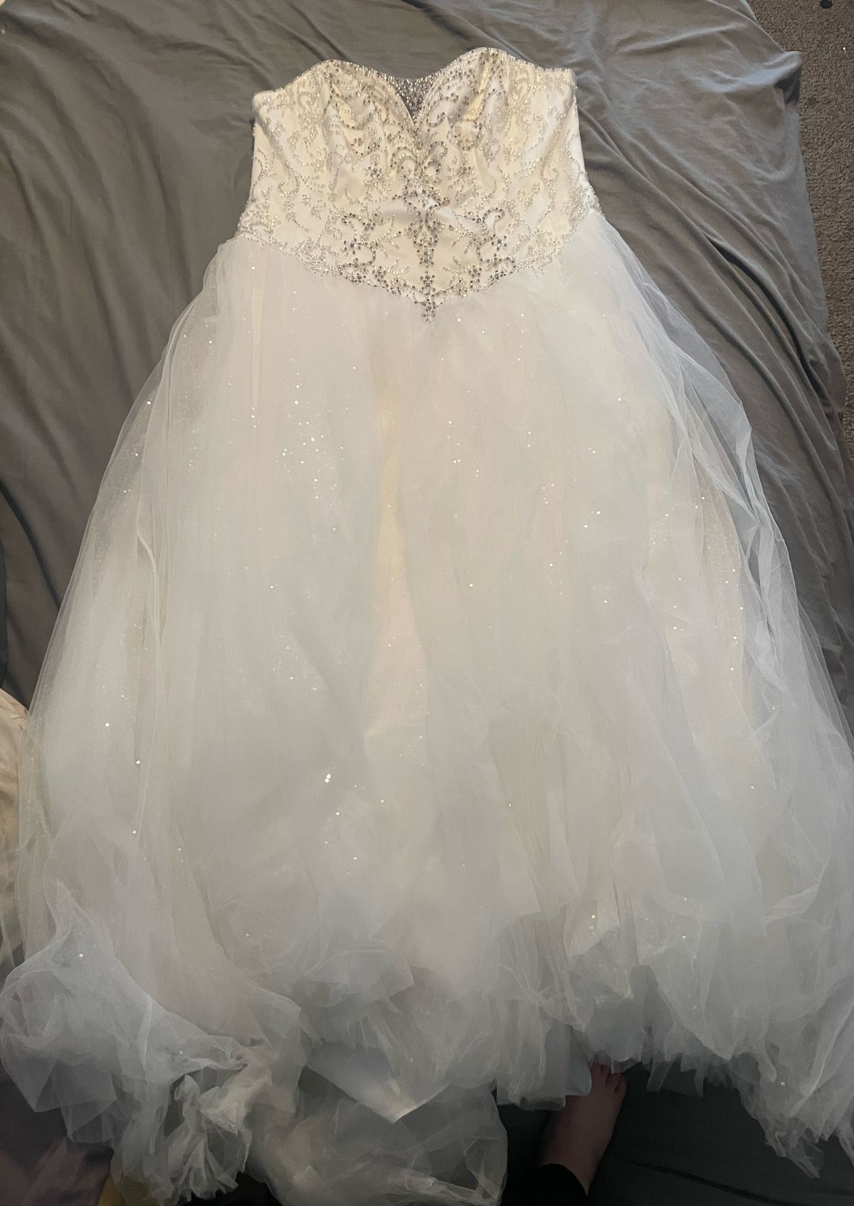 Plus Size 18 Wedding Strapless Lace White Ball Gown on Queenly