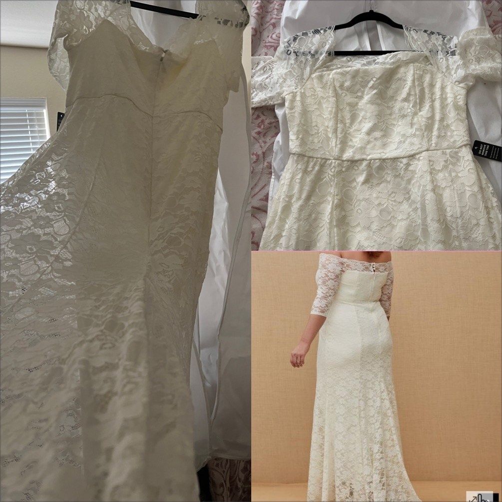 Torrid Plus Size 18 Wedding Off The Shoulder Lace White Dress With Train on Queenly