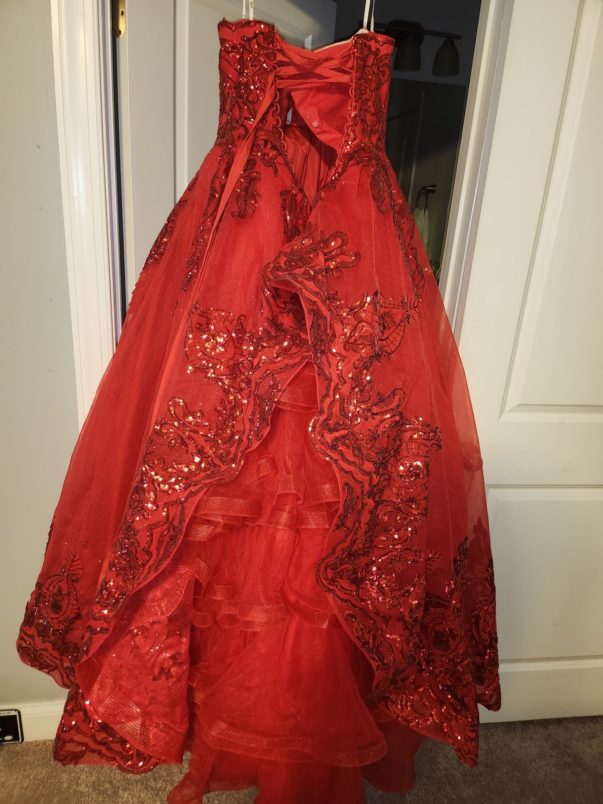 Style GL1914 Elizabeth K by GLS Size 12 Red Ball Gown on Queenly
