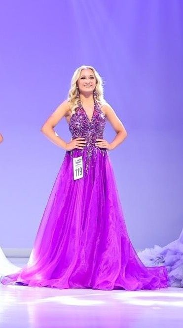 Style 25964 Jovani Size 2 Prom Halter Purple Ball Gown on Queenly
