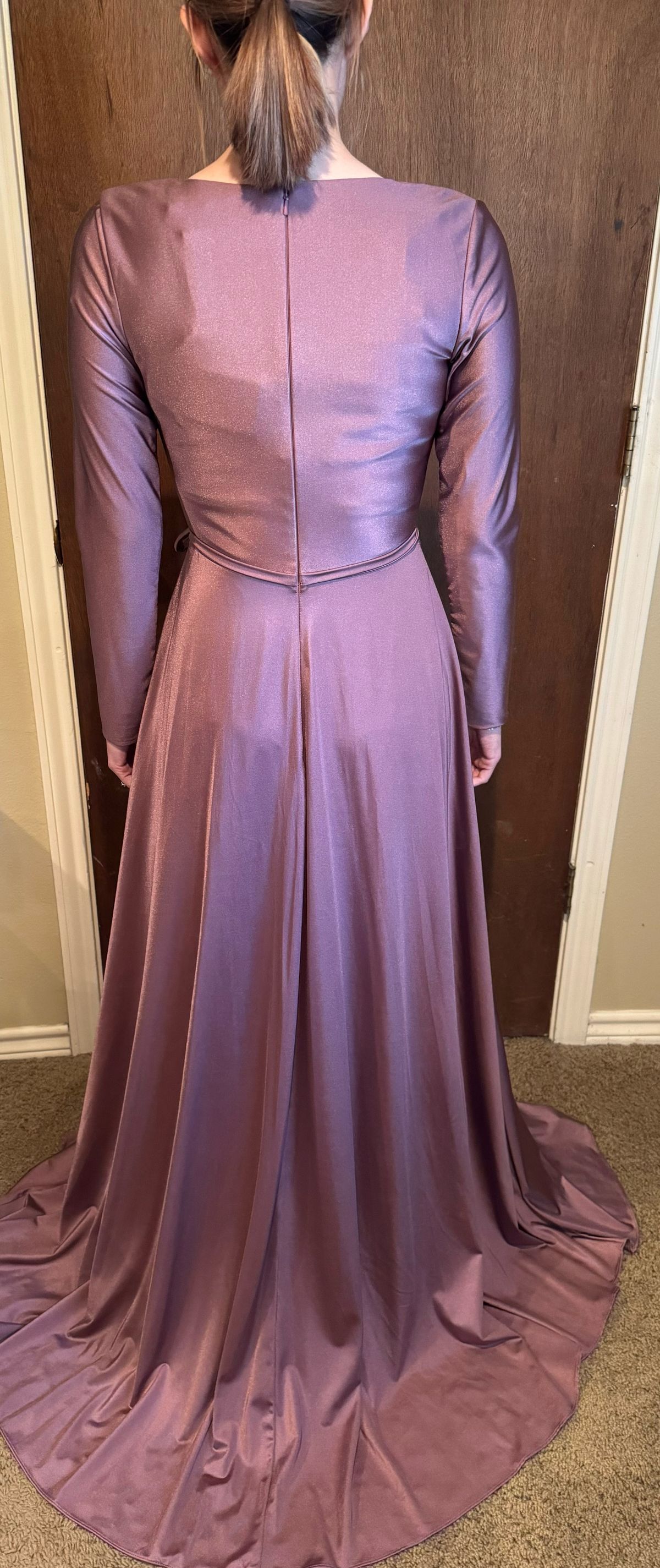 Allure Size 8 Bridesmaid Long Sleeve Pink A-line Dress on Queenly