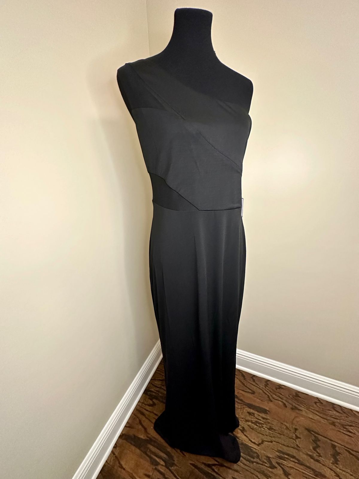 Laundry Size 14 One Shoulder Sheer Black Floor Length Maxi on Queenly