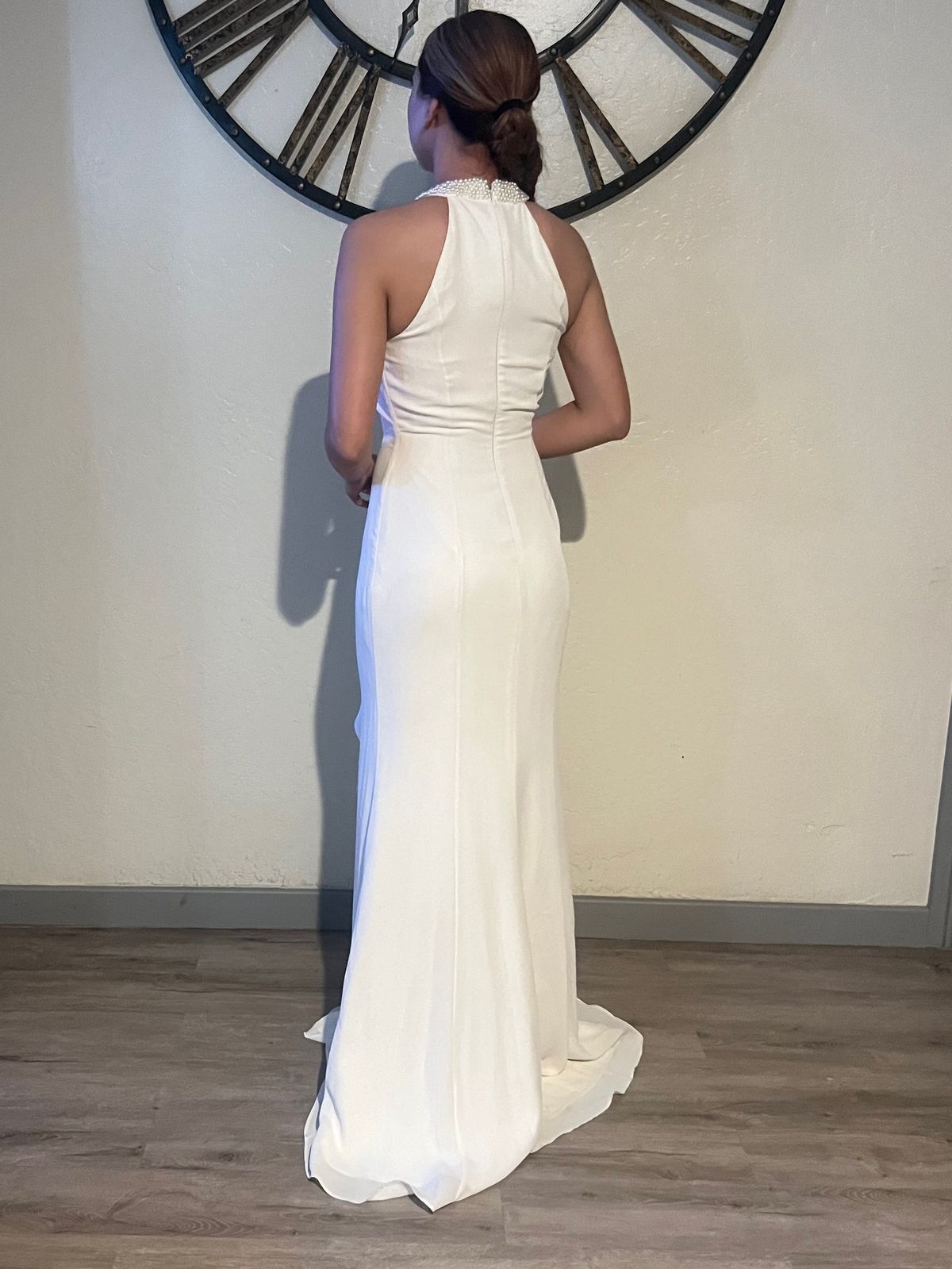 Calvin Klein Size 2 High Neck White Side Slit Dress on Queenly