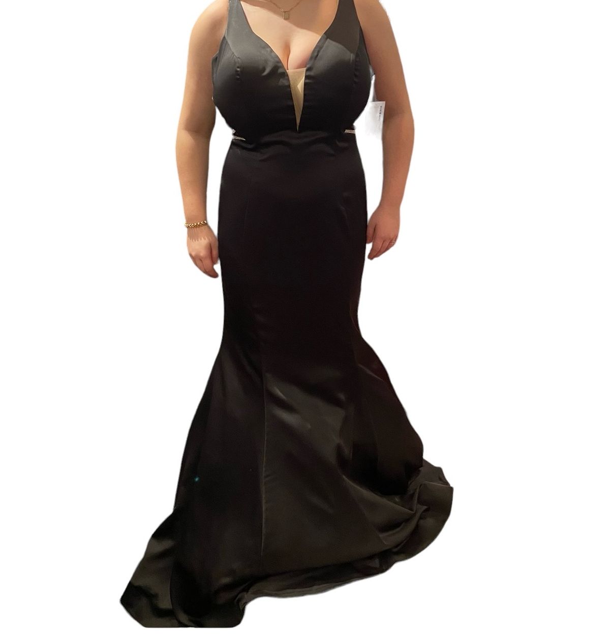 Style KB452024 Bling prom Size 14 Prom Plunge Black Mermaid Dress on Queenly