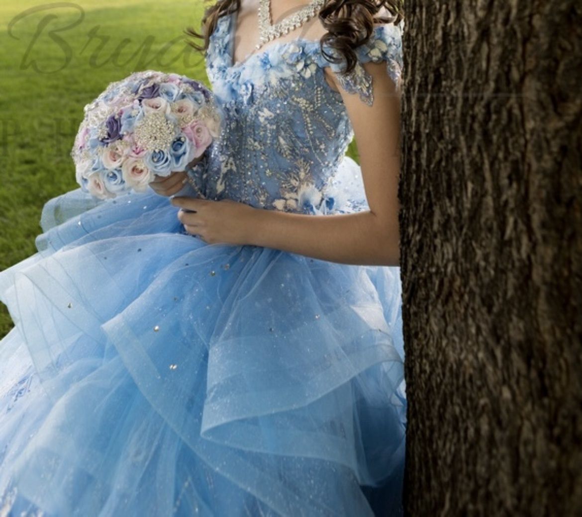MoriLee Size 0 Blue Ball Gown on Queenly