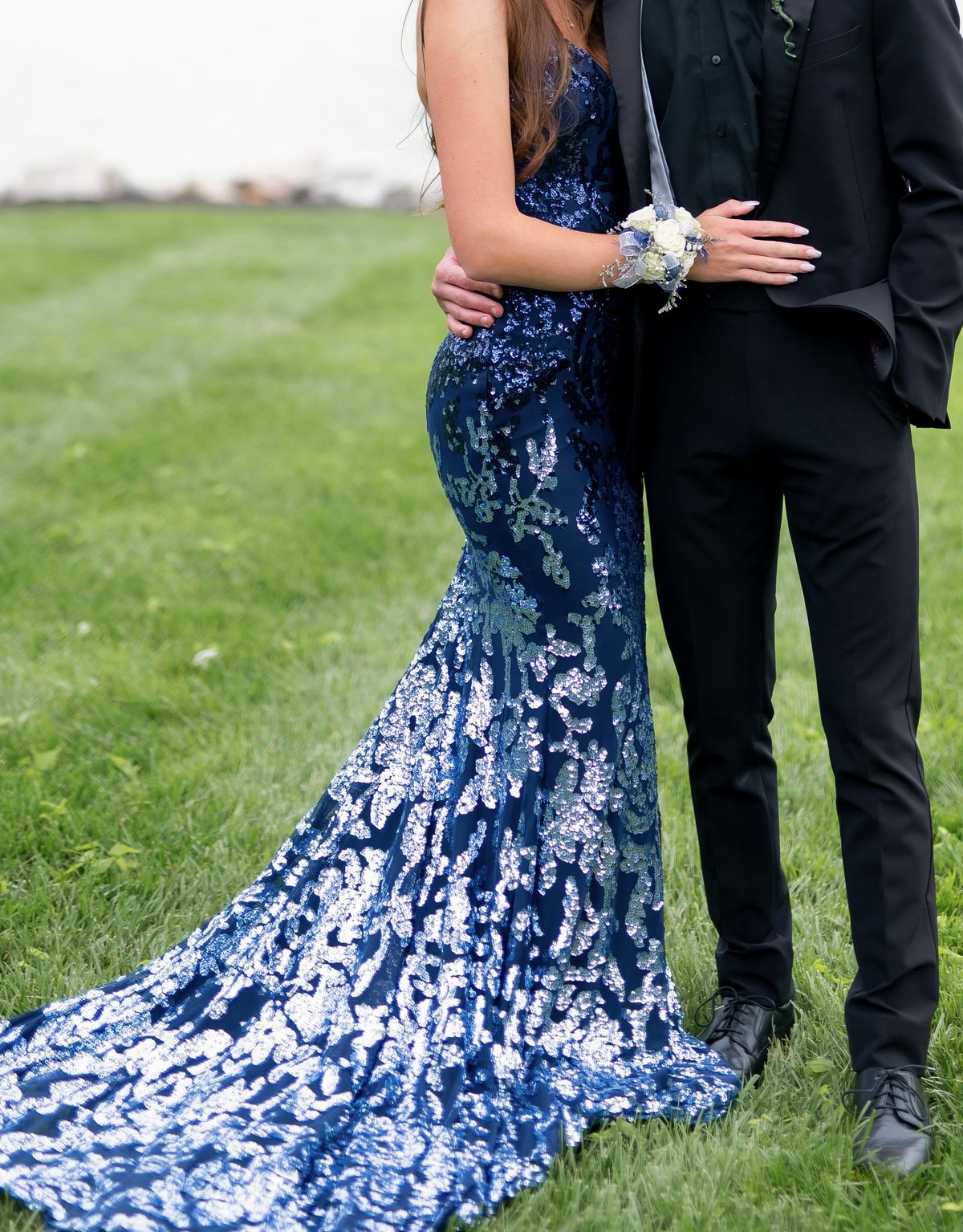 Jovani Size 2 Prom Plunge Navy Blue Mermaid Dress on Queenly